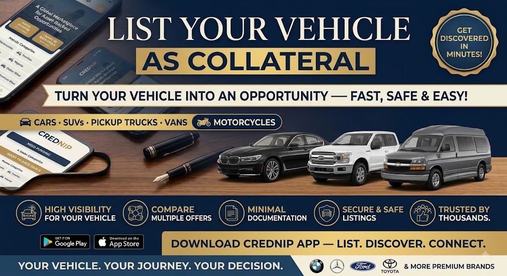 List Vehicles & Four Wheelers as Collateral